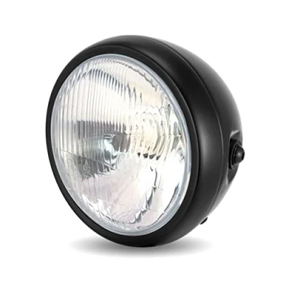 Abbildung von 6 &quot; Schwarz Metall H4 Retro Vintage Motorrad Scheinwerfer Projekt Cafe Racer Scrambler