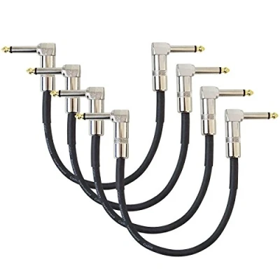 Abbildung von keepdrum GC028 Patchkabel 60cm Winkelstecker 6,3mm Klinke 4 STÜCK