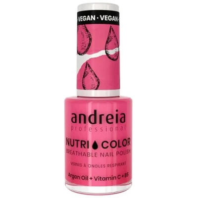 Abbildung von Andreia Professional NutriColor Atmungsaktiver Nagellack Veganer und Tierversuchsfreier Nagelkunst mit langanhaltendem Glanz Finish Farbe NC30 Kaugummi Rosa 10.5ml