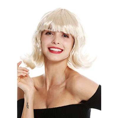 Abbildung von WIG ME UP 90793 ZA83 Perücke Damen Halloween Karneval kurz Longbob Bob blond geschwungene Spitzen Pony