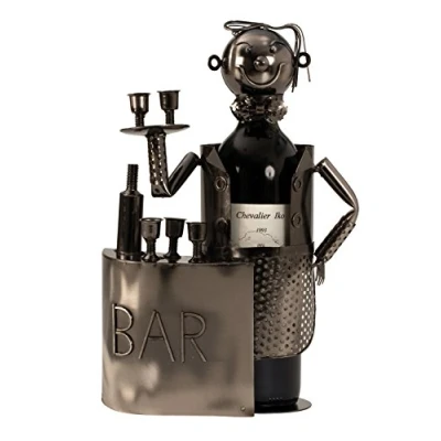 Abbildung von Unbekannt Moderner Wein Flaschenhalter Flaschenständer Barkeeper aus Metall in Silber Höhe 32,5 cm Breite 20