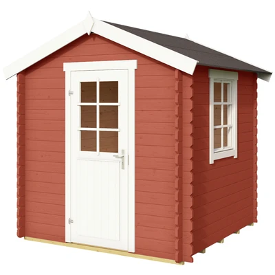 Abbildung von LASITA MAJA Gartenhaus &quot;Wels 1&quot;, Blochbohlenhaus 28mm, Fundamentmass 2000x2000, Schwedenrot