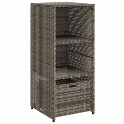 Abbildung von vidaXL Gartenschrank, Geräteschrank mit viel Stauraum, Beistellschrank Schrank Türen, Balkonschrank Terrassenschrank, Grau Poly Rattan