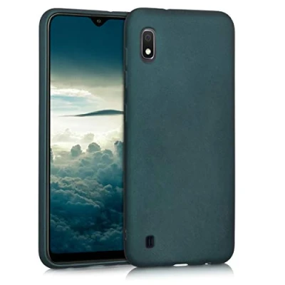 Abbildung von kwmobile Case kompatibel mit Samsung Galaxy A10 Hülle Schutzhülle aus Silikon metallisch schimmernd Handyhülle Metallic Petrol