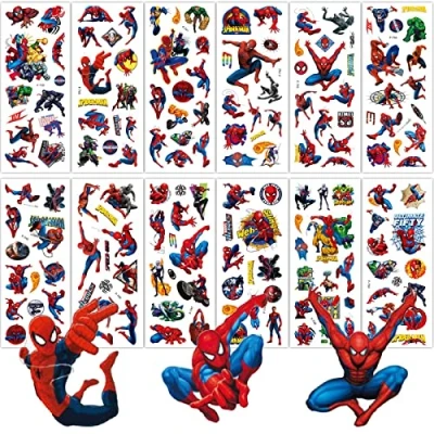 Abbildung von Deen Aufkleber Kinder 12 Blätter Set,Spiderman 3D Sticker Set, Jungen Mädchen Relief Stickers,Belohnung Kindersticker für Geburtstag Mitgebsel Gastgeschenke DIY Scrapbooking Geschenkdeko, 17*7cm