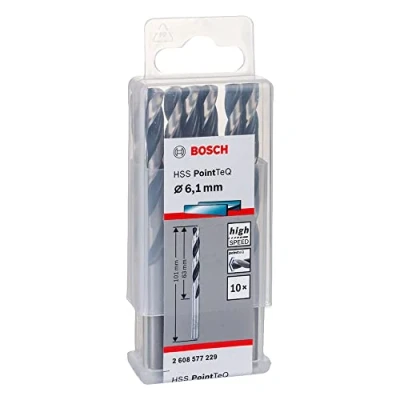Abbildung von Bosch Professional 10 Stück HSS Spiralbohrer PointTeQ (für Metall, 6,1 x 63 101 mm, Zubehör Bohrschrauber)