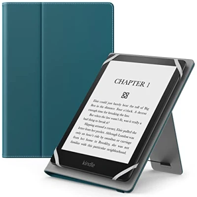 Abbildung von MoKo Universal Hülle für 6 6,8 7 Zoll Schutzhülle mit Handschlaufe &amp; Verstellbarem Ständer Fire Tablet/Kindle/Kobo/Voyaga/Lenovo/Sony Kindle eBooks E Reader Tablet, Blaugrün