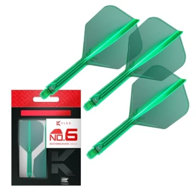 Abbildung von Target Darts K Flex Integrated Dart Flights and Shafts, Nr.6 Grün (Mittelstufe) 3er Pack No6, Kflex All In One Moulded Flight &amp; Stem Professionelles Zubehör