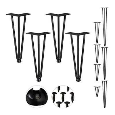 Abbildung von Relaxdays Hairpin Legs, 4er Set, 3 Streben, Metall, Haarnadel Tischbein für Hocker, Tisch &amp; Schrank, 30 cm hoch, schwarz