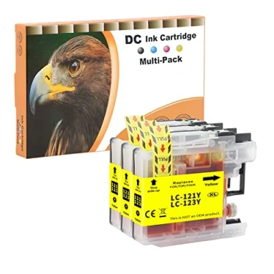 Abbildung von D&amp;C 3X Gelb Druckerpatronen Kompatibel für Brother LC 123 LC123 XL DCP J152W J172W J4110DW J552DW J752DW MFC J245 J4410DW J4510DW J4610DW J470DW J4710DW J650DW