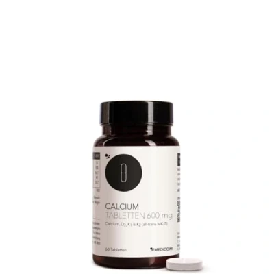 Abbildung von Medicom Calcium, Calciumtabletten 600 mg, mit Vitamin D3, Vitamine K1 und K2, Ideal für Knochen Immunsystem 60 Tabletten