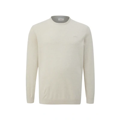 Abbildung von s.Oliver MIT LOGO Stickerei Strickpullover, Herren, Größe: 3XL, Wollweiß