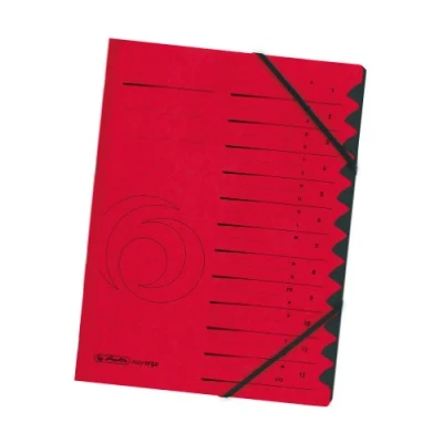 Abbildung von Herlitz 10843324 Ordnungsmappe Quality 1 12, A4, rot, 12 Fächer mit Gummizug, Stück