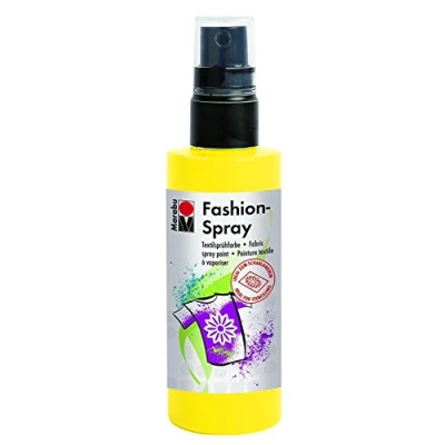 Abbildung von Marabu 17190050220 Fashion Spray sonnengelb 100 ml, Textilsprühfarbe, m. Pumpzerstäuber, für helle Textilien, weicher Griff, einfache Fixierung, waschbeständig bis 40C, tolle Effekte auf Stoff