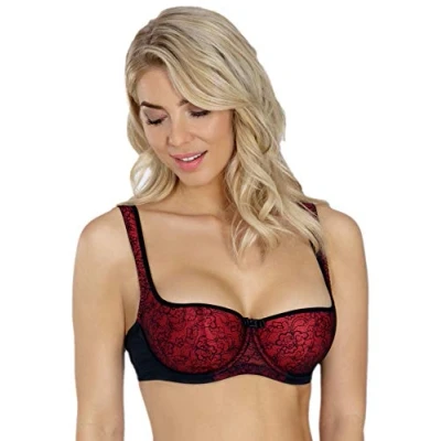 Abbildung von Rosme Lingerie Balconette BH mit gepolsterten Trägern für Damen, Kollektion Grand, Rot, Größe 110B
