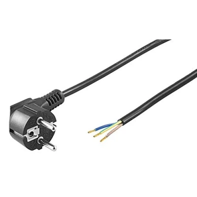 Abbildung von kab24® Schutzkontakt Stromkabel Netzkabel (5m, schwarz Schutzkontakstecker gewinkelt auf offene Enden)
