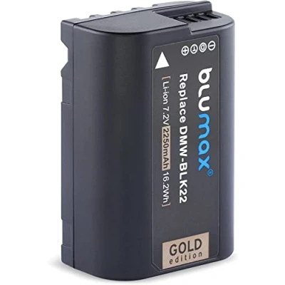 Abbildung von Blumax Gold Akku ersetzt DMW BLK22 BLK22E 2250mAh 7,2V 16,2Wh kompatibel mit Panasonic DC S5 S5K G9 GH5 II GH5S GH6
