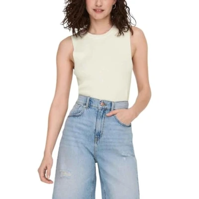 Abbildung von ONLY Damen Geripptes Cropped Top Kurzes T Shirt Rundhals Oberteil Ärmellos ONLMAJLI