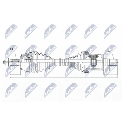 Abbildung von NTY NPW VV 027 Antriebswelle Vorderachse links Automatikgetriebe VOLVO: V60 I, S60 II