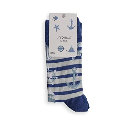 Abbildung von Livoni Unisex Cotton Regular Socks with Colorful and Fun Designs, Size: 39 42, Model Name: Sea Items