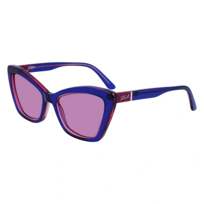 Abbildung von Karl Lagerfeld Damen KL6105S 424 Sonnenbrillen Plastik Transparent Rosa Cat Eye Normal