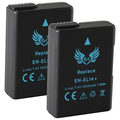 Abbildung von 2X SK Akku Ersatz für Nikon EN EL14 1050mAh EL14A D3100 D3300 D3400 D3500 D5100 D5300 D5500 D5600 DF /// CoolPix P7000 P7700 P7800