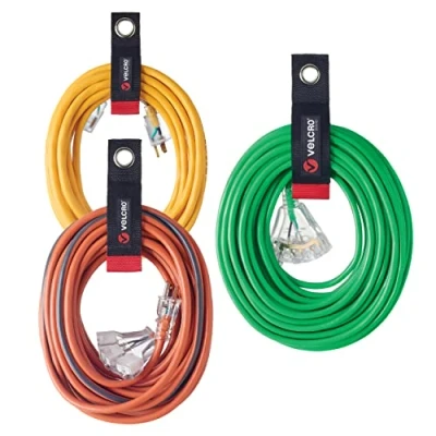 Abbildung von VELCRO Brand Easy Hang Verlängerungskabelhalter, Sortimentspackung, hält 27,245,4 kg, robuste Gurte, passen leicht an Haken oder Nägel, perfekt für Garagenorganisation, 3 Stück, 25,4 cm, 35,6 cm und