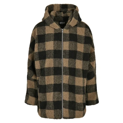 Abbildung von Urban Classics Check Sherpa Wintermantel, Damen, Größe: 3XL, Softtaupe/black