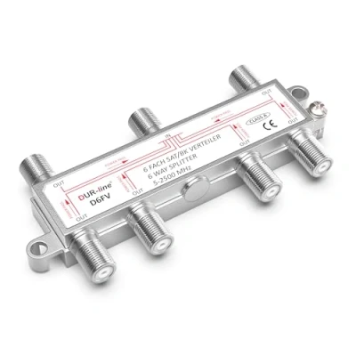 Abbildung von DUR line Sat &amp; BK Verteiler 6 Fach Splitter voll geschirmt Unicable HD tauglich für Anlagen DVB S2 BK, UKW, DC Durchlass, TV Antennen
