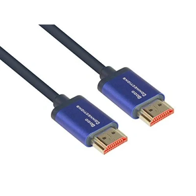 Abbildung von Good Connections SmartFLEX Ultra High Speed HDMI 2.1 Kabel 8K UHD 2 / 4K KUPFERLEITER, Aluminiumgehäuse HOCHFLEXIBEL dunkelblau 0,5 m 50 cm, Sonstige, 4521 SF005B
