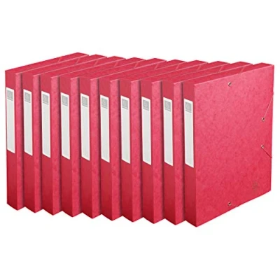 Abbildung von Exacompta 14009H 10er Pack Premium Sammelboxen mit Gummizug 40 mm breit aus extra starkem Colorspan Karton Rückenschild für DIN A4 Archivbox Heftbox Dokumentenbox Zeichenbox Sammelmappe rot
