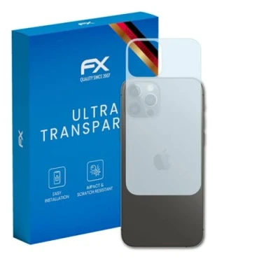 Abbildung von atFoliX Schutzfolie kompatibel mit Apple iPhone 12 Pro Backcover Folie, ultraklare FX Displayschutzfolie (3X)