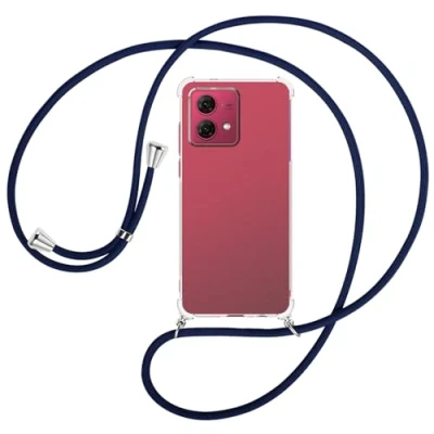 Abbildung von mtb more energy® Handykette kompatibel mit Motorola Moto G84 5G dunkelblau Smartphone Hülle zum Umhängen Anti Shock Full TPU Case
