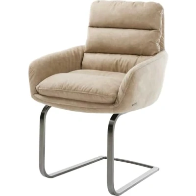 Abbildung von Freischwinger Abelia Flex mit Armlehnen Mikrofaser Beige Vintage flach Graphit