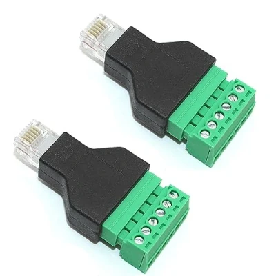 Abbildung von PENGLIN 2 Stück RJ12 Stecker auf 6 Pins Schraubklemmleiste Adapter für Cat3 Telefonhörerkabel Verlängerung, 6P6C Modulare Steckverbinder
