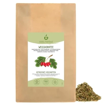 Abbildung von Weißdorn Loser Tee (1kg), Blätter mit Blüten, Weissdorn getrocknet und geschnitten, 100% Natürlich rein für die Zubereitung von Kräutertee Weißdorntee