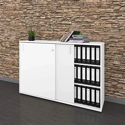 Abbildung von Schiebetürenschrank Sideboard NOVA 3OH 1.640 x 1.085 mm in Weiß