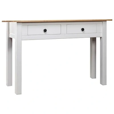 Abbildung von vidaXL Massivholz Panama Kiefer Konsolentisch mit 2 Schubladen Konsole Beistelltisch Sideboard Flurtisch Schreibtisch Weiß 110x40x72cm