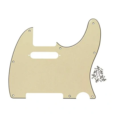Abbildung von FLEOR 8 Loch 3 lagig Sahne TL Pickguard Single Coil Neck Hole Schnittschutzplatte mit Befestigungsschrauben für den Austausch von US/Mexiko Standard TE Plate