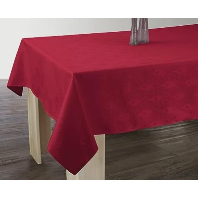 Abbildung von Le linge de Jules Tischdecke, schmutzabweisend, Damast, Rot quadratisch 150 x cm