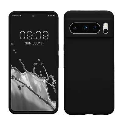 Abbildung von kwmobile Hülle kompatibel mit Google Pixel 8 Pro Silikon Handy Case Handyhülle weiche Oberfläche kabelloses Laden Schwarz