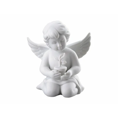 Abbildung von Rosenthal Engel mittel weiss matt mit Blumentopf 10cm