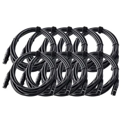 Abbildung von 10er Set Pronomic XFXM 5 Mikrofonkabel (5m Länge, XLR female 3 pol &gt; male pol, Stecker handgelötet, säure und ölfest, Spannzangen Zugentlastung) schwarz
