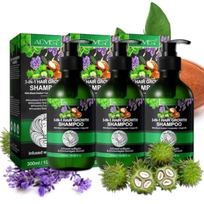 Abbildung von ALIVER Haarshampoo Kopfhaut Pflege Haarwachstum mit Rizinusöl Lavendelöl Arganöl Vegan, 3 tlg., Shampoo, Pflegend