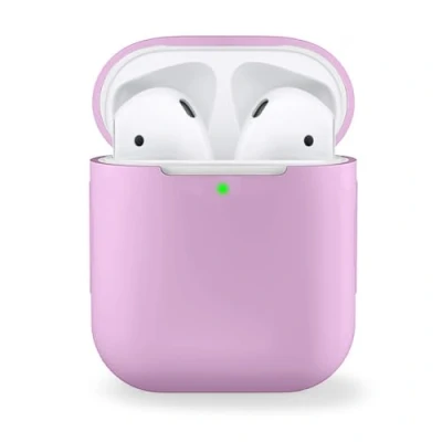 Abbildung von MyGadget Silikon Hülle kompatibel mit Apple AirPods 1 &amp; 2 Generation Schutzhülle [Qi kompatibel] Etui Soft Silikonhülle Case Tasche in Lavendel