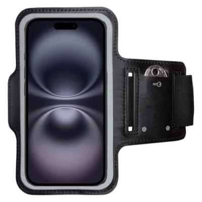 Abbildung von CoverKingz Sportarmband für iPhone 16 Armtasche mit Schlüsselfach Oberarm Halterung Sport Laufarmband Handy Armband