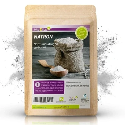 Abbildung von Vita2You Natron Pulver 2000g Backpulver Natriumhydrogencarbonat Natriumbicarbonat Lebensmittelqualität Backsoda 2kg Premium Qualität