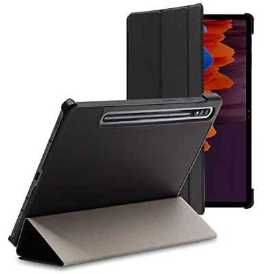 Abbildung von ebestStar Hülle für Samsung Galaxy Tab S7+ SM T970, Slim Smart Cover (Ultra Dünn), Schutzhülle Etui, Ständer Case Cover, Schwarz