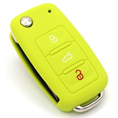 Abbildung von CYK www. CoverYourKey .de Schlüssel Hülle VA für 3 Tasten Auto Silikon Cover von Finest Folia (Limegreen)