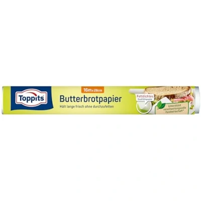 Abbildung von Toppits Butterbrotpapier, fettdichtes Qualitätspapier; 1 x 16 Meter, Weiß
